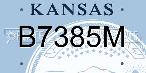 B7385M Kansas License Plate