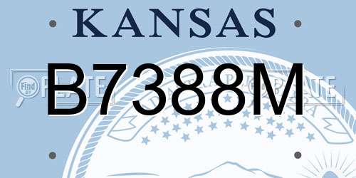 B7388M Kansas License Plate