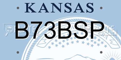 B73BSP Kansas License Plate