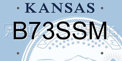 B73SSM Kansas License Plate