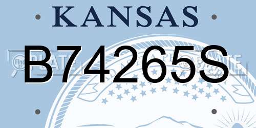 B74265S Kansas License Plate