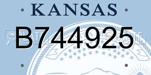 B744925 Kansas License Plate