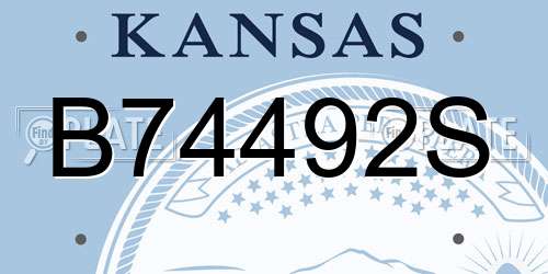 B74492S Kansas License Plate