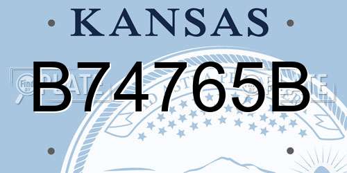 B74765B Kansas License Plate