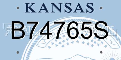 B74765S Kansas License Plate
