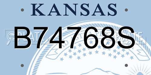 B74768S Kansas License Plate