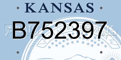 B752397 Kansas License Plate