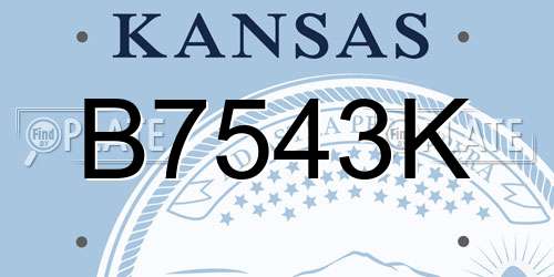 B7543K Kansas License Plate