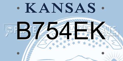 B754EK Kansas License Plate