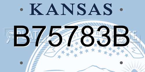 B75783B Kansas License Plate