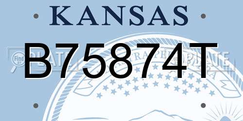 B75874T Kansas License Plate