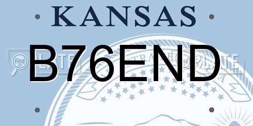 B76END Kansas License Plate