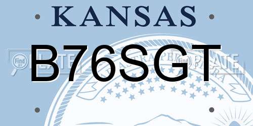 B76SGT Kansas License Plate