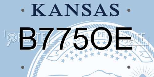 B775OE Kansas License Plate