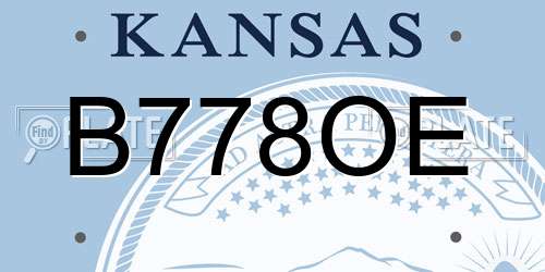 B778OE Kansas License Plate