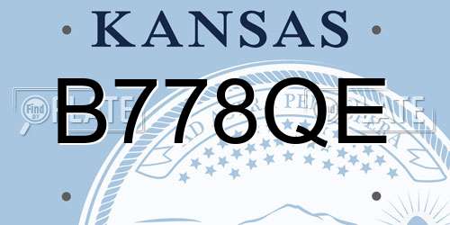 B778QE Kansas License Plate