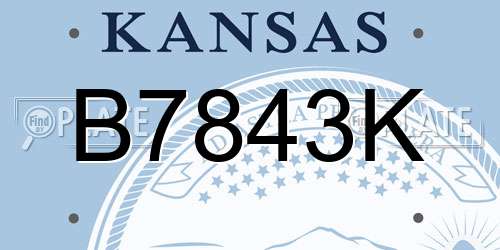 B7843K Kansas License Plate