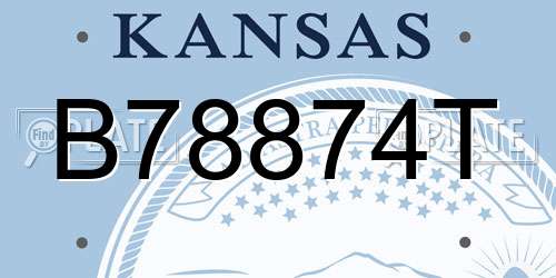 B78874T Kansas License Plate