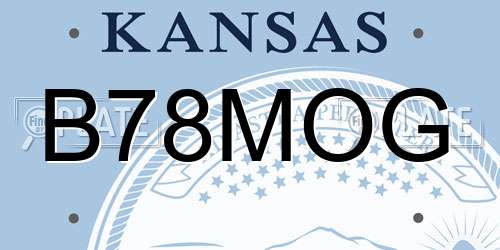B78MOG Kansas License Plate