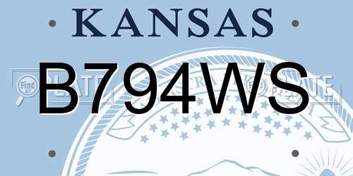 B794WS Kansas License Plate