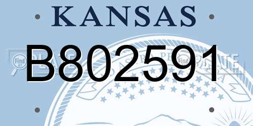 B802591 Kansas License Plate
