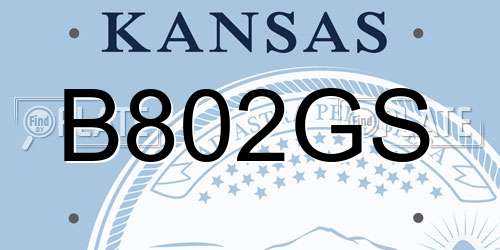 B802GS Kansas License Plate
