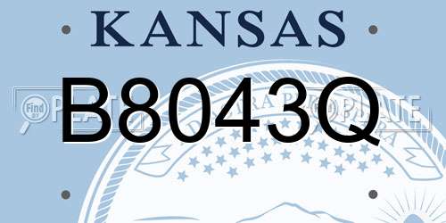 B8043Q Kansas License Plate