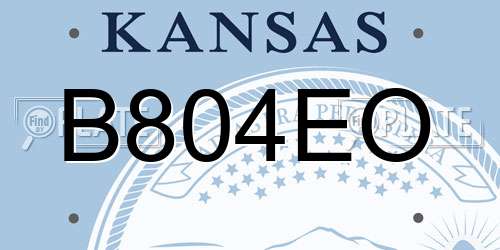 B804EO Kansas License Plate