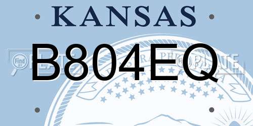 B804EQ Kansas License Plate