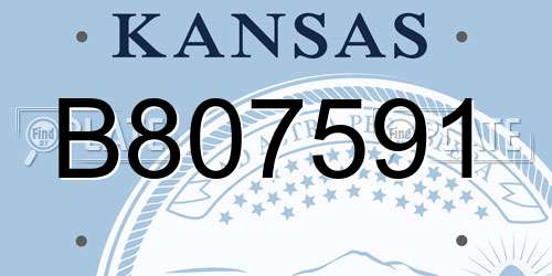 B807591 Kansas License Plate