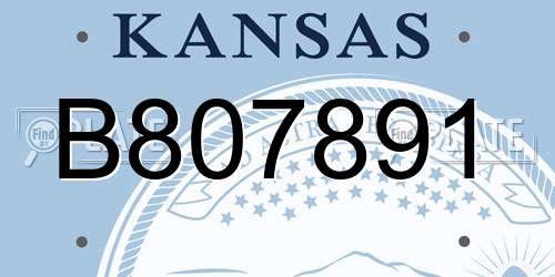 B807891 Kansas License Plate