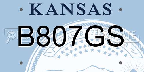 B807GS Kansas License Plate