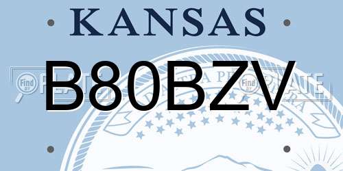B80BZV Kansas License Plate