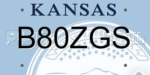 B80ZGS Kansas License Plate