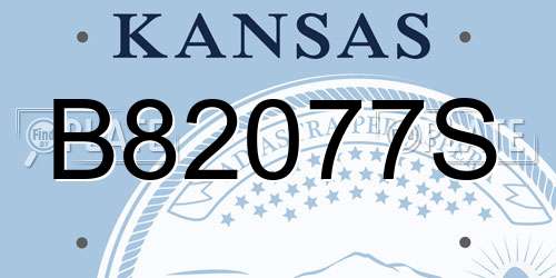 B82077S Kansas License Plate