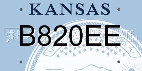 B820EE Kansas License Plate