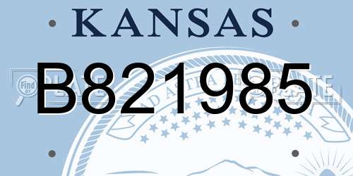 B821985 Kansas License Plate