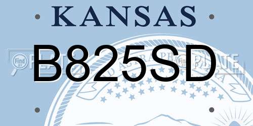 B825SD Kansas License Plate