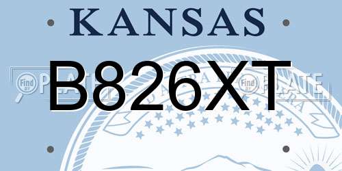 B826XT Kansas License Plate