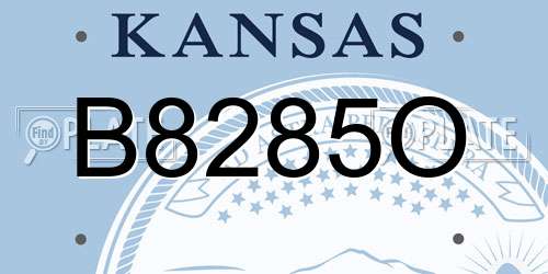 B8285O Kansas License Plate