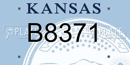 B8371 Kansas License Plate