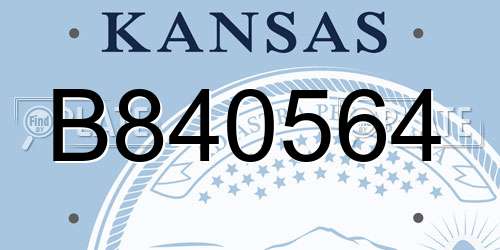B840564 Kansas License Plate