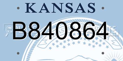 B840864 Kansas License Plate