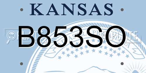 B853SO Kansas License Plate