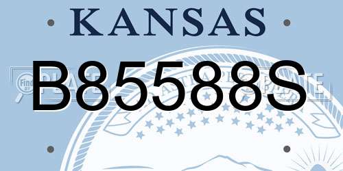 B85588S Kansas License Plate