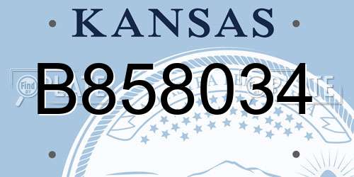 B858034 Kansas License Plate