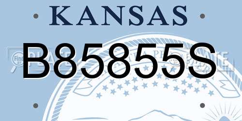 B85855S Kansas License Plate