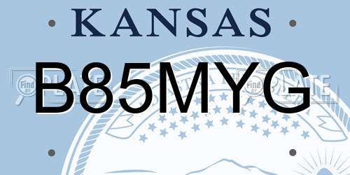 B85MYG Kansas License Plate