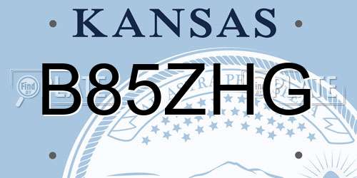 B85ZHG Kansas License Plate