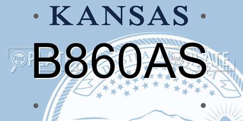 B860AS Kansas License Plate